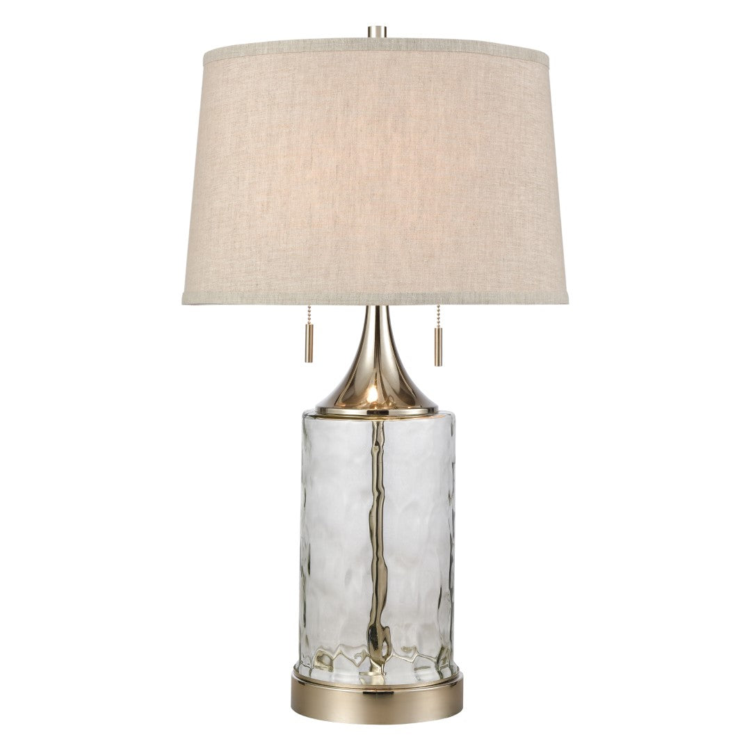Elk Studio Table Lamp - Transparent Water Glass with Light Gray Linen Shade, Ideal for All Rooms