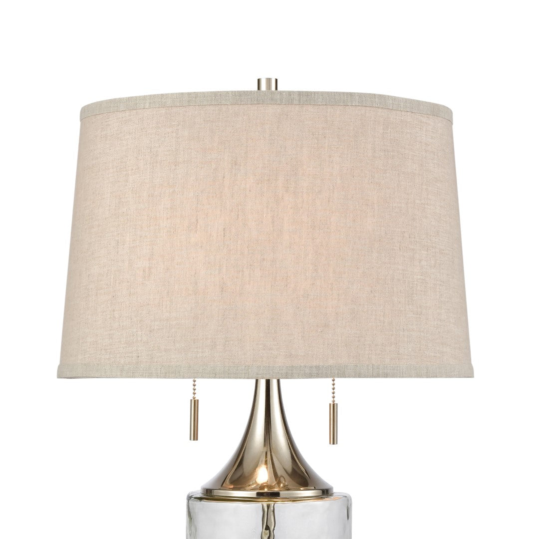 Elk Studio Table Lamp - Transparent Water Glass with Light Gray Linen Shade, Ideal for All Rooms
