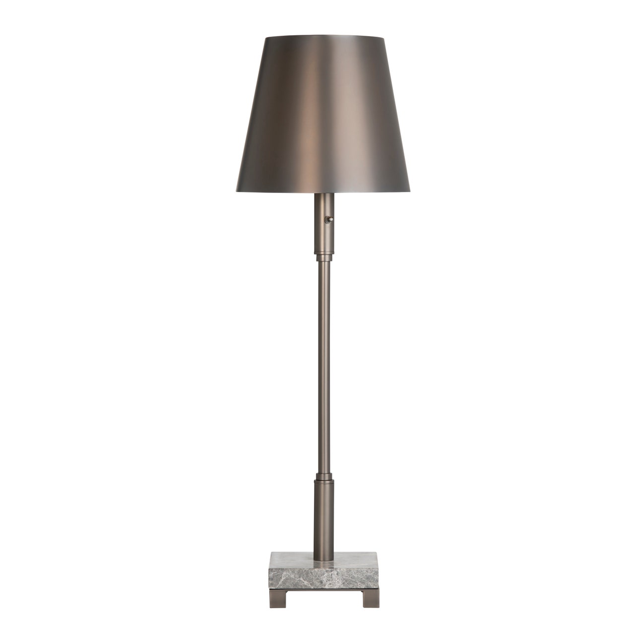 Melanie Buffet Lamp Set of Two - Exquisite Metal Crafted Lamp with a Sleek Polished Gunmetal Finish and Tapered Drum - shaped Shade