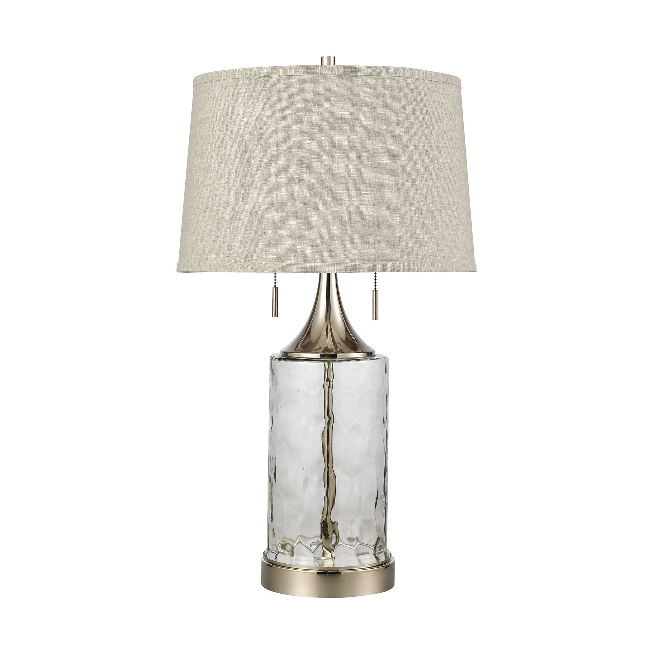 Elk Studio Table Lamp - Transparent Water Glass with Light Gray Linen Shade, Ideal for All Rooms