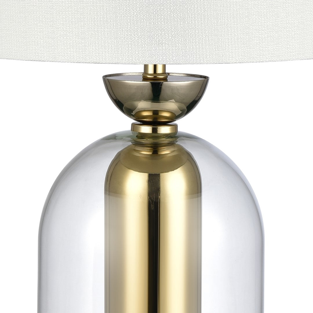 Elk Park Plaza Modern Glam Indoor Table Lamp with Gold - Finished Metal Cylinder and Clear Glass Dome, Standing 21 Inches Tall