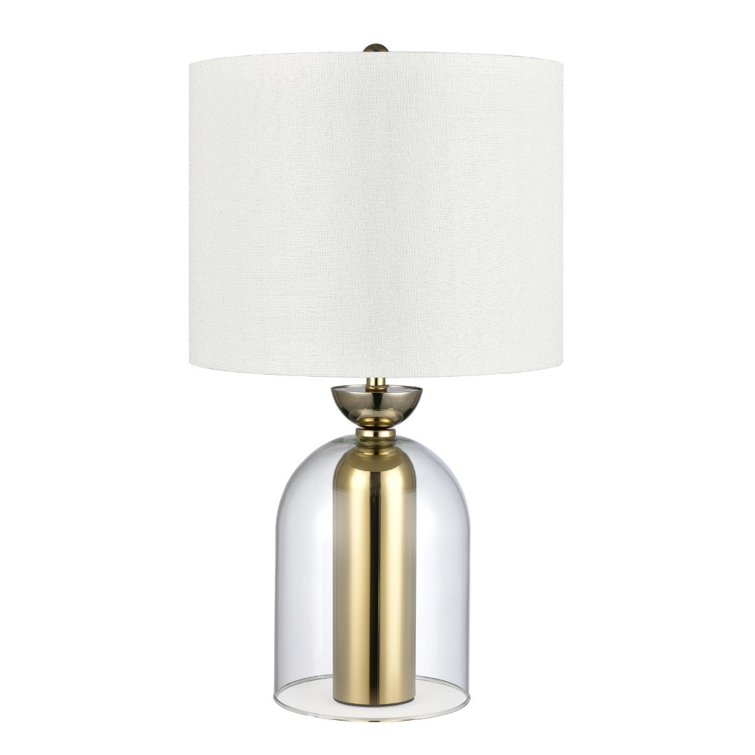 Elk Park Plaza Modern Glam Indoor Table Lamp with Gold - Finished Metal Cylinder and Clear Glass Dome, Standing 21 Inches Tall
